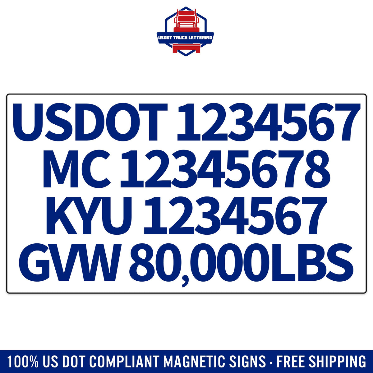 US DOT, MC, KYU & GVW Number Magnet (Set of 2)