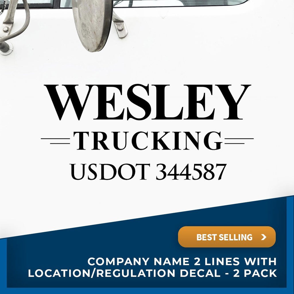 Company Name Truck Decal with USDOT Number (Set of 2)